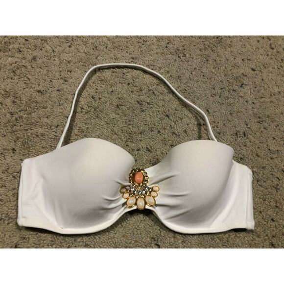 VICTORIA'S SECRET 34C/36B Swim Suit BIKINI TOP JEWEL & Black BOTTOMS Sz M V24 - Picture 4 of 16